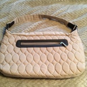 Tan quilted lug handbag